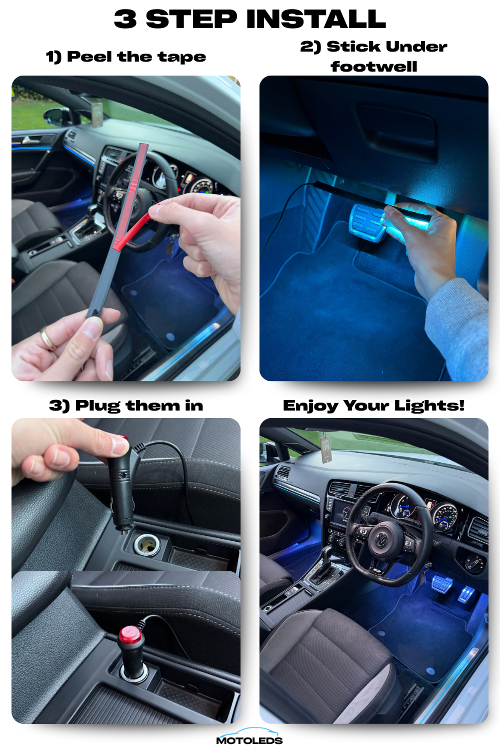 MotoLEDs Footwell LED Strips - Pack of 4
